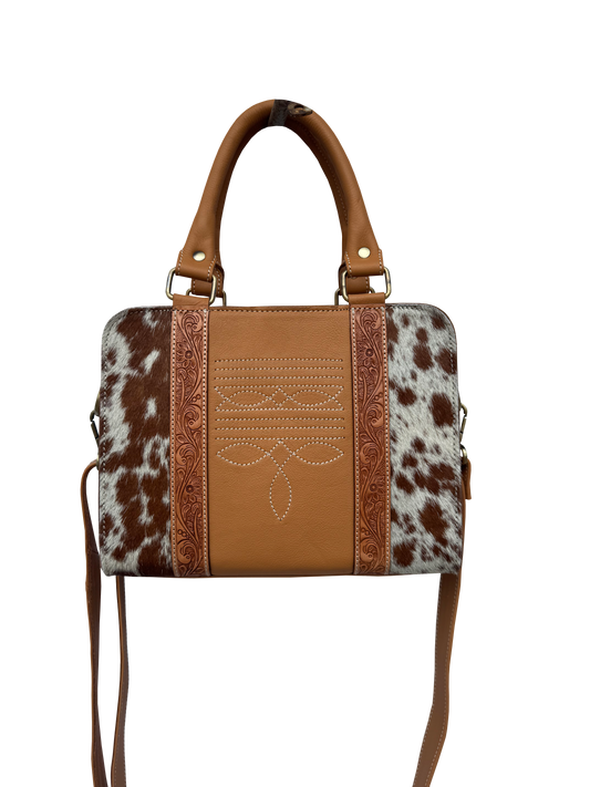The Design Edge Tooling Leather Cowhide Boot Stitch Medium Bag – AB87
