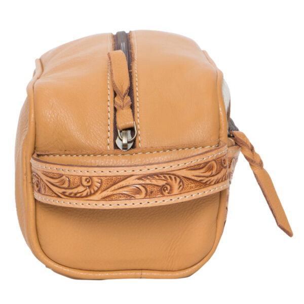 The Design Edge Women's Tooling Leather Cowhide Toiletries Bag – AT62 – Coro