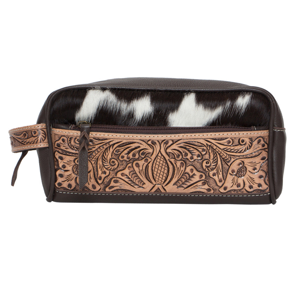 The Design Edge Women's Tooling Leather Cowhide Toiletries Bag – AT62 – Coro