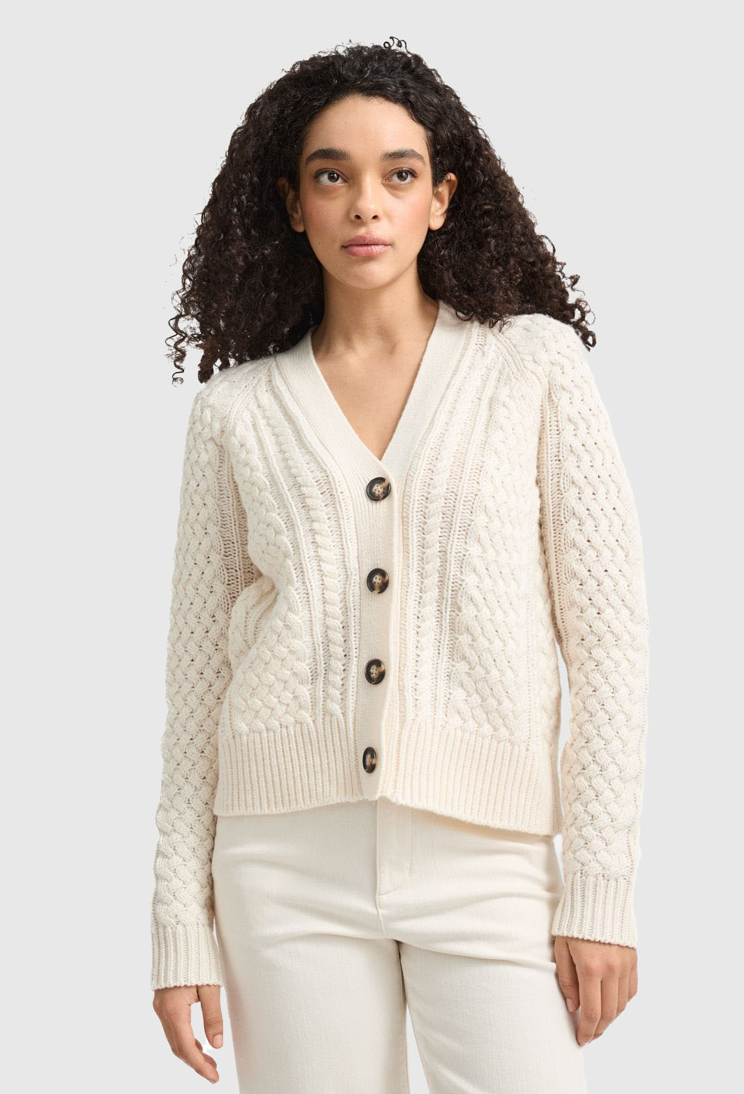 Tooralie Women's Cable Cardigan - Ivory