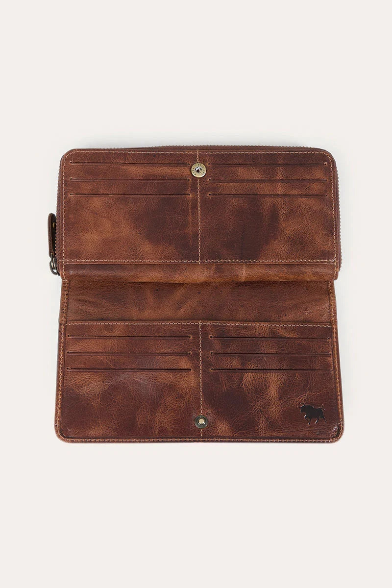 Ringers Western Toro Dama Zip Purse - Off White/Brown