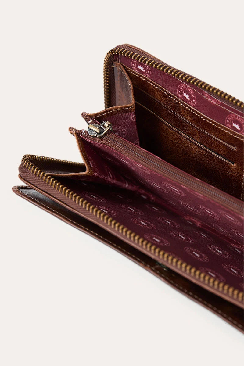 Ringers Western Toro Dama Zip Purse - Off White/Brown
