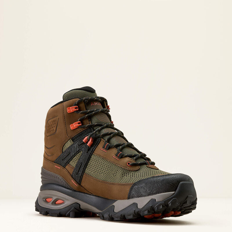 Ariat Men's Traverse Mid Waterproof Hiking Boot - Brown Bark/Evergreen