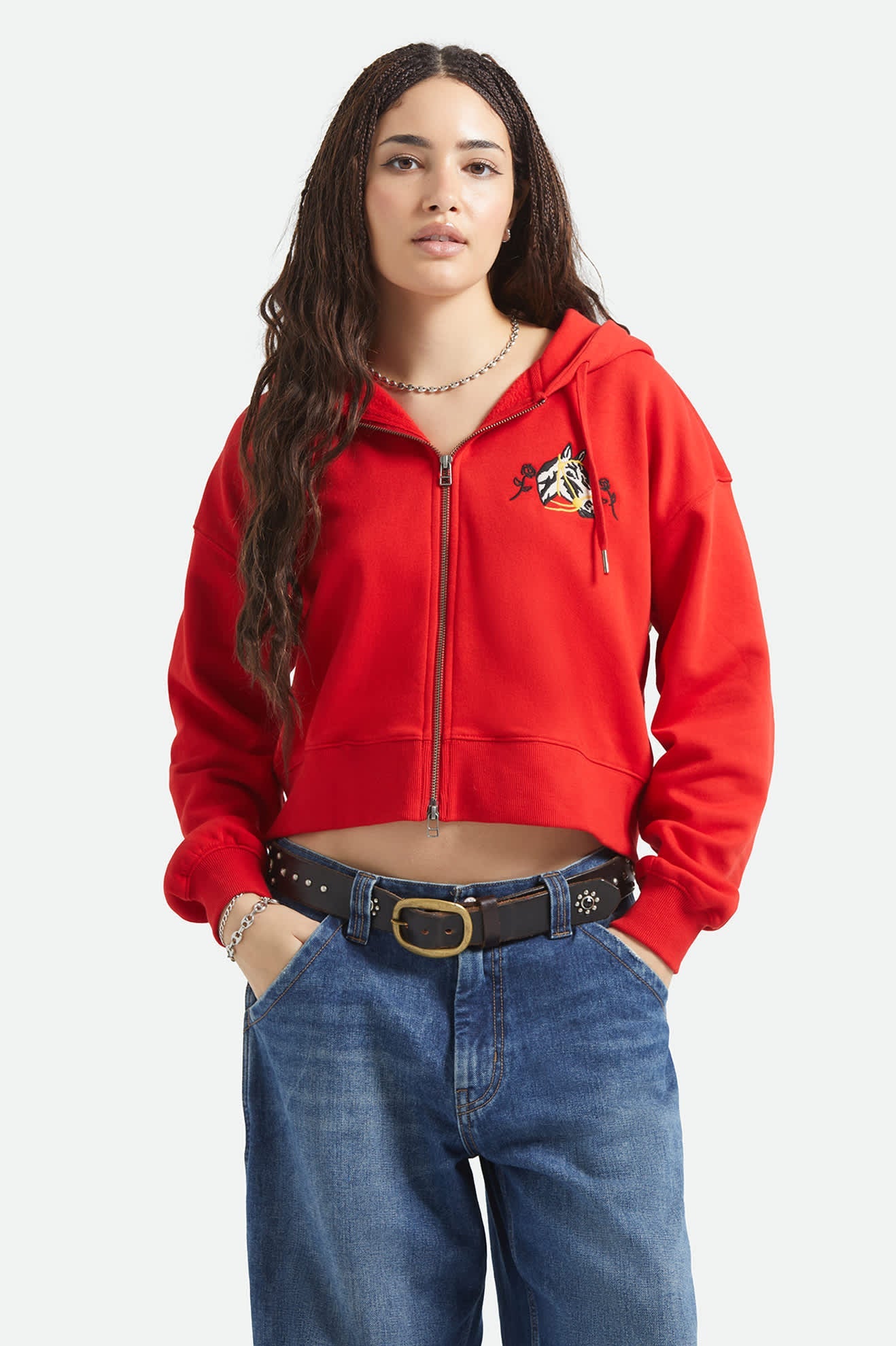 Brixton Women's Trophy Horse Cropped Zip Hood - Adrenaline Rush