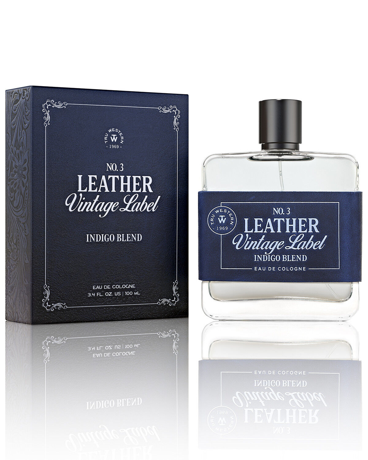 Tru Western Fragrances Men's No. 3 Leather Vintage Label Indigo Blend Eau de Cologne