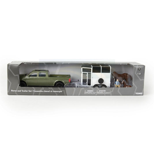 John Deere - 1:32 Horse Trailer Set; Truck, Trailer, Horse, Colt & Driver Figure