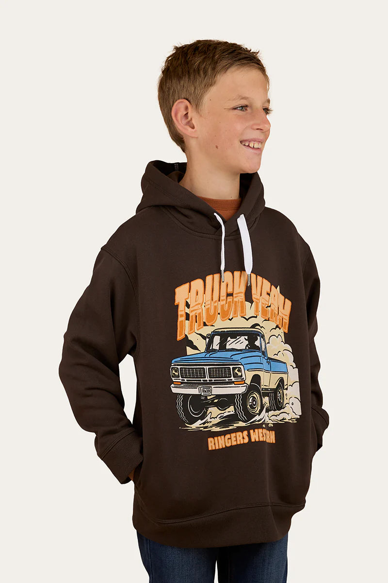 Ringers Western Boys Charcoal Truck Yeah Oversized Pullover Hoodie - Charcoal