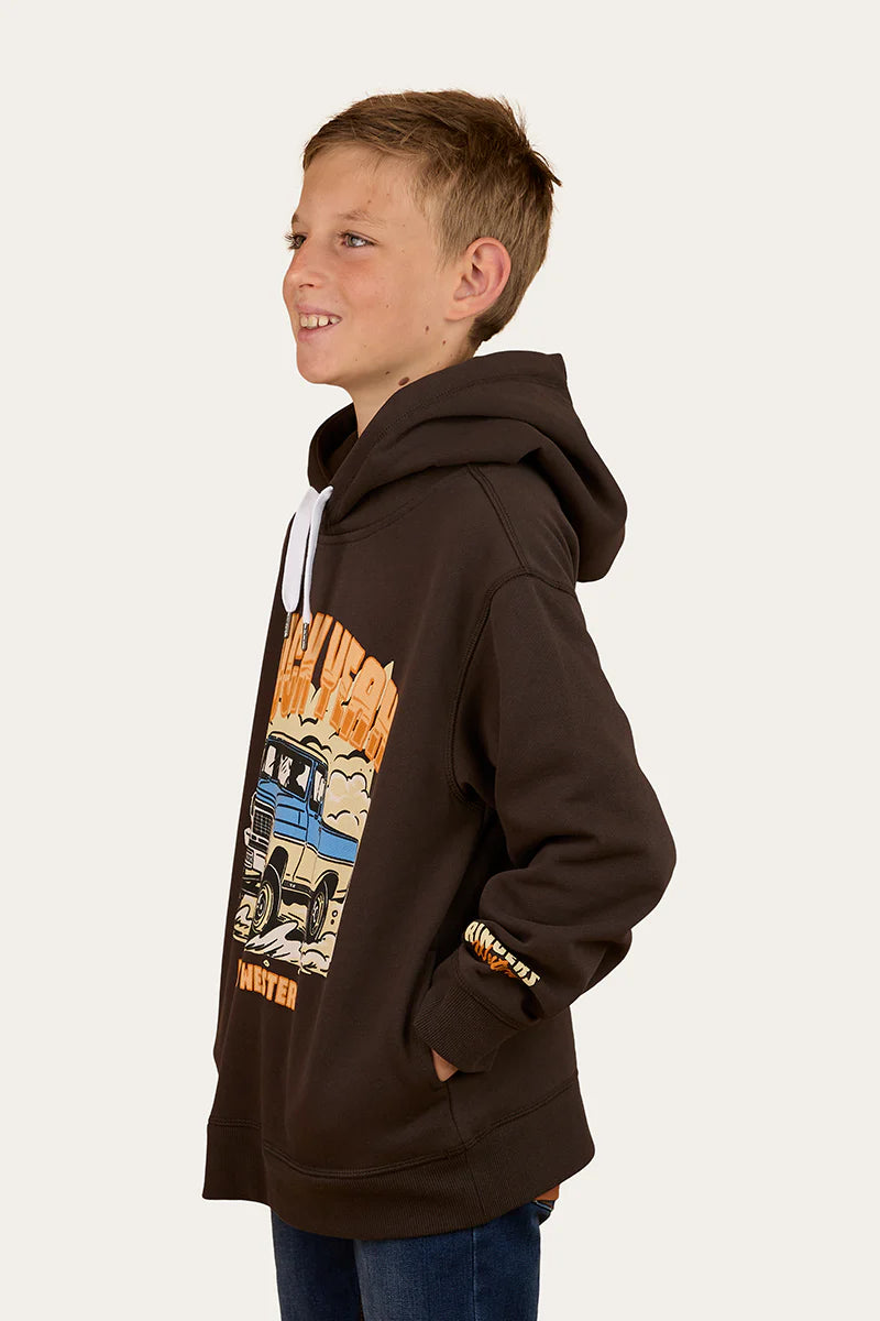 Ringers Western Boys Charcoal Truck Yeah Oversized Pullover Hoodie - Charcoal