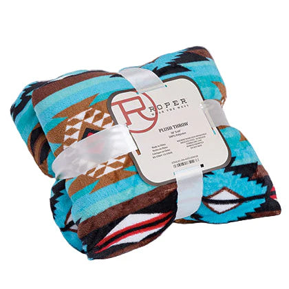 Roper Throw Rug Aztec Printed Fleece Blanket