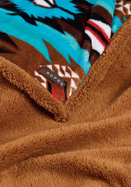 Roper Throw Rug Aztec Printed Fleece Blanket