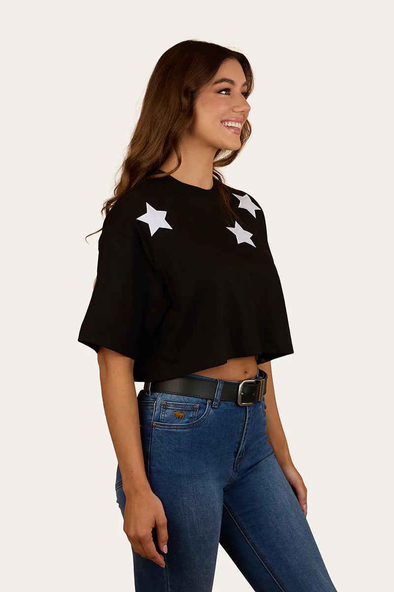Ringers Western Twilight Womens Oversized Cropped T-Shirt - Black