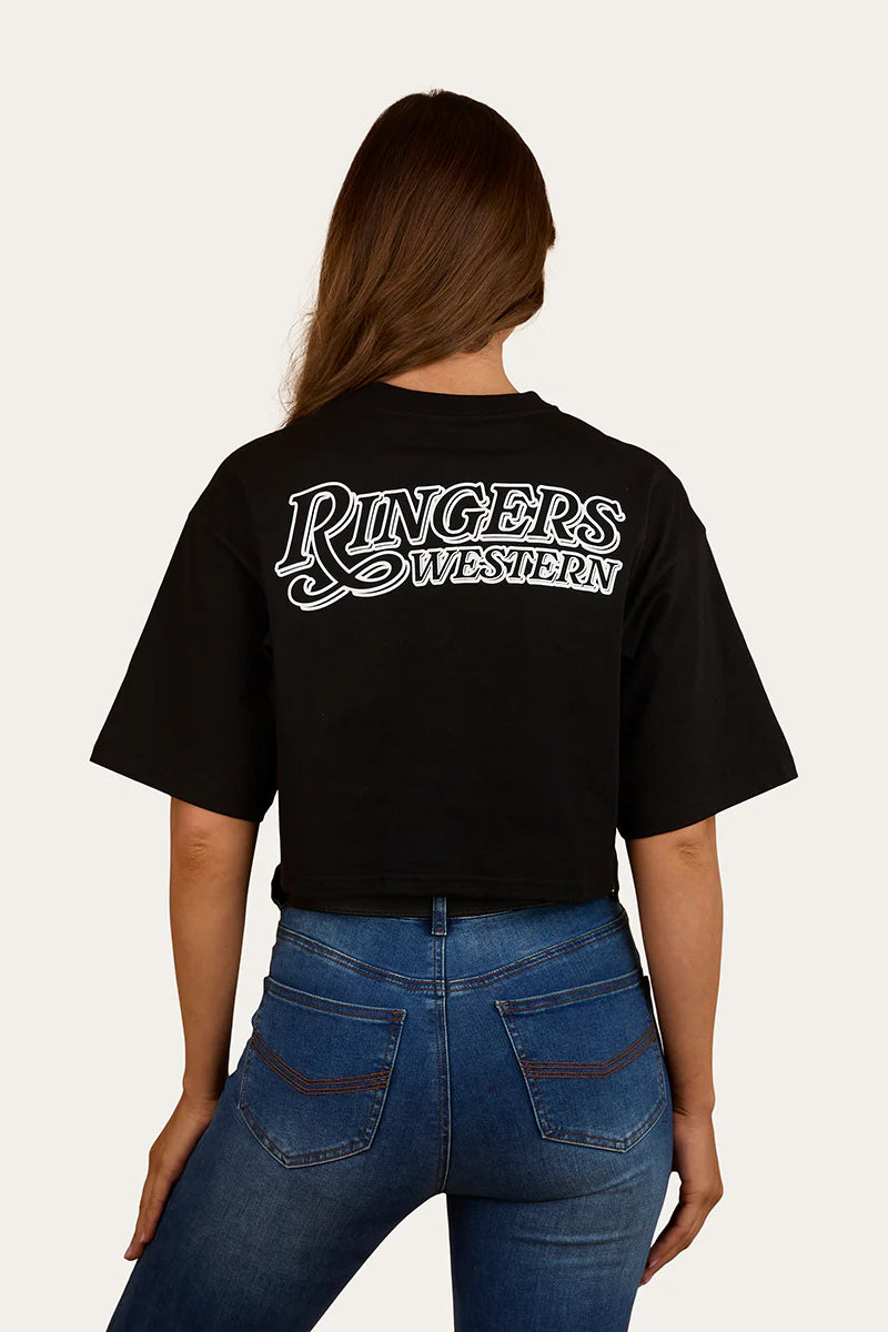 Ringers Western Twilight Womens Oversized Cropped T-Shirt - Black