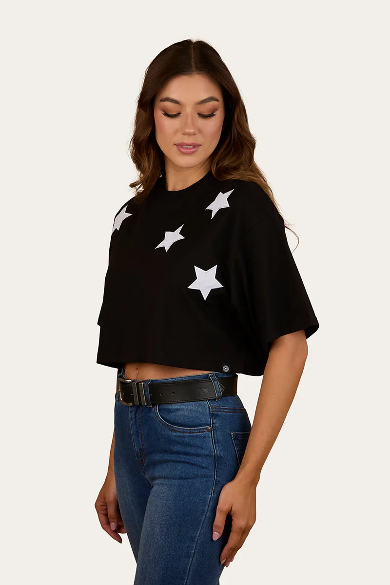 Ringers Western Twilight Womens Oversized Cropped T-Shirt - Black