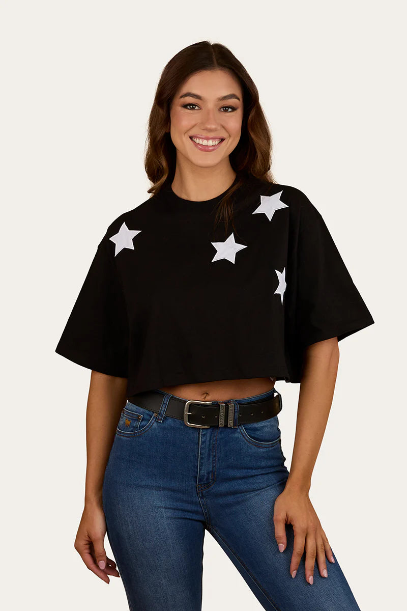 Ringers Western Twilight Womens Oversized Cropped T-Shirt - Black