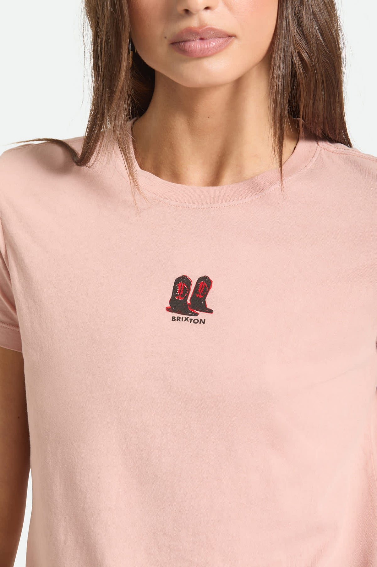 Brixton Women's Two Boots Slim Crew Tee - Silver Pink