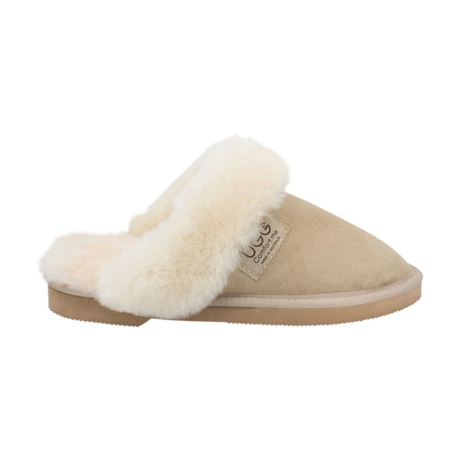 Comfort Me Women's/Unisex Fur Trim UGG Scuffs (Wombat)