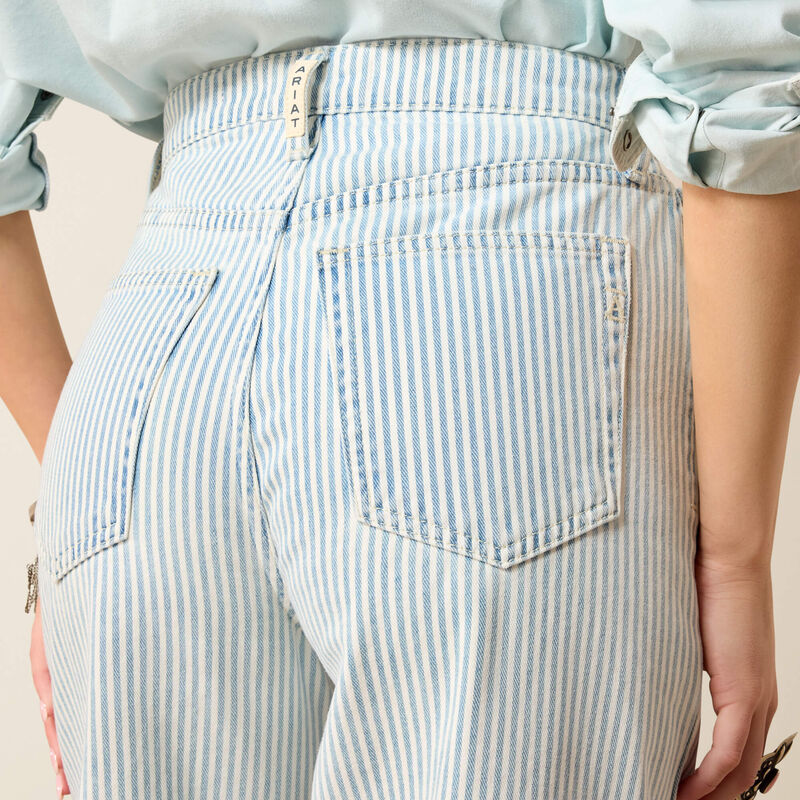 Ariat Women's Ultra High Rise Jazmine Wide Leg Jeans - Blue White Denim Stripe