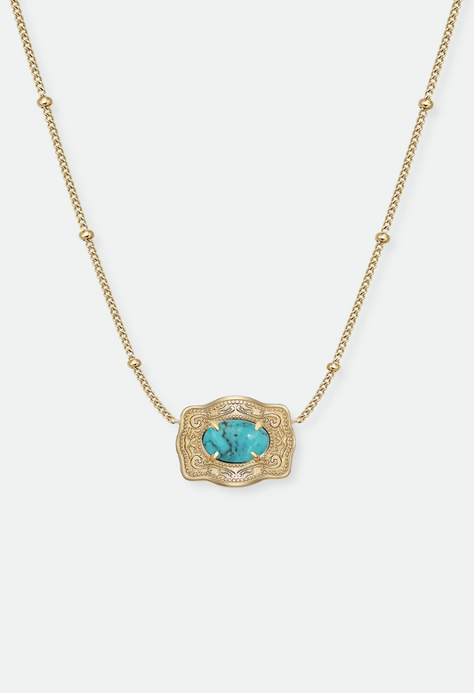 SpurWest Ultra Mini Belt Buckle Necklace (Oasis) - Gold