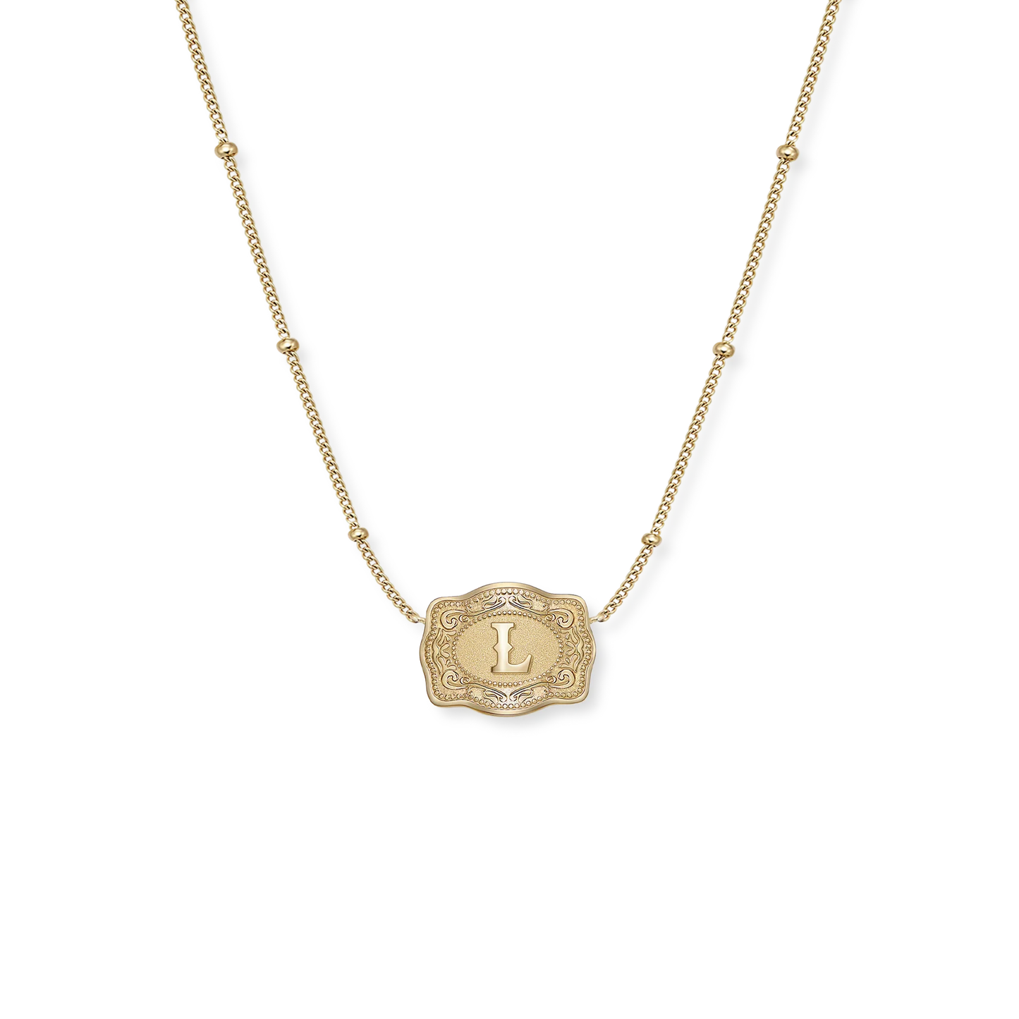 SpurWest Ultra Mini Belt Buckle Necklace (Initial) - Gold