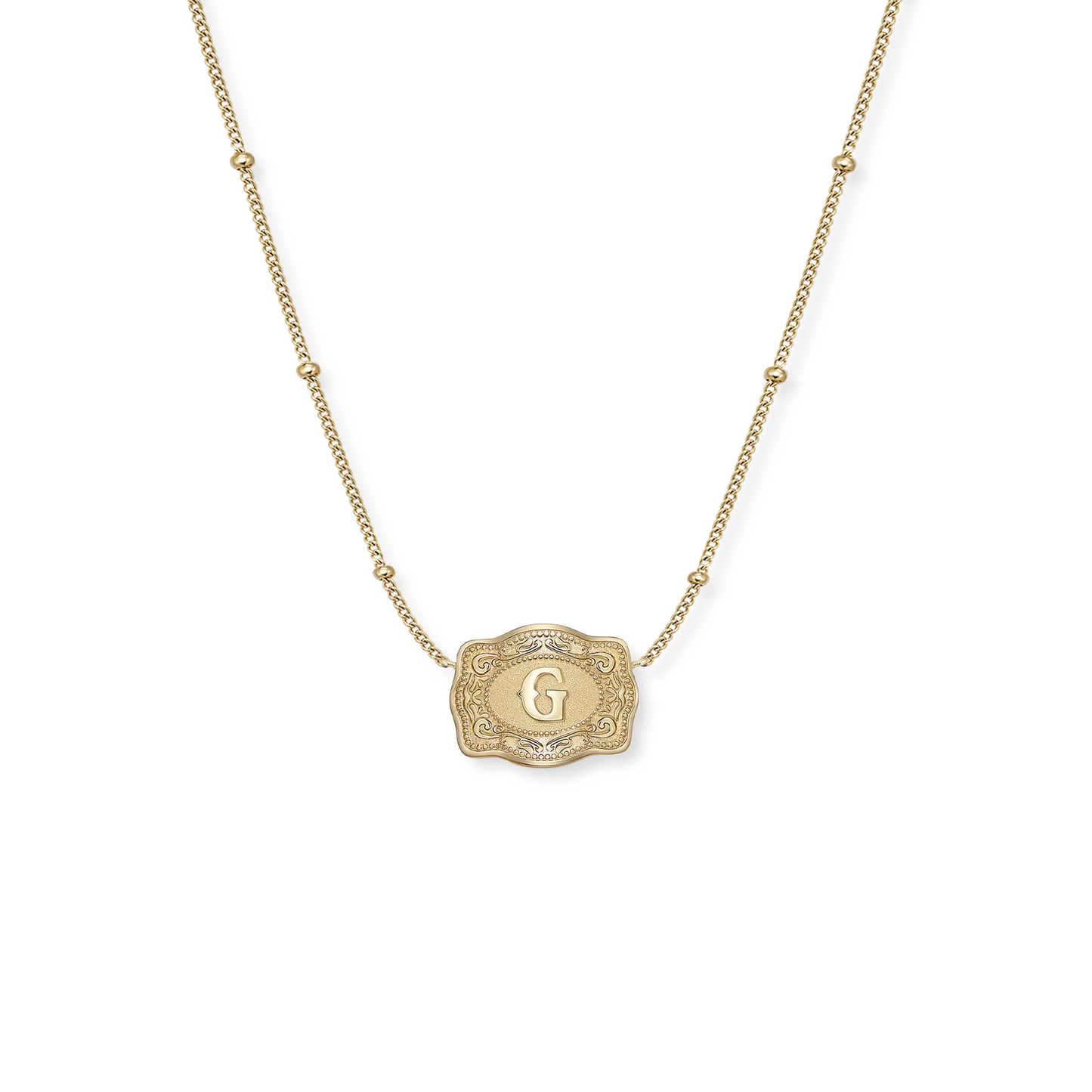 SpurWest Ultra Mini Belt Buckle Necklace (Initial) - Gold