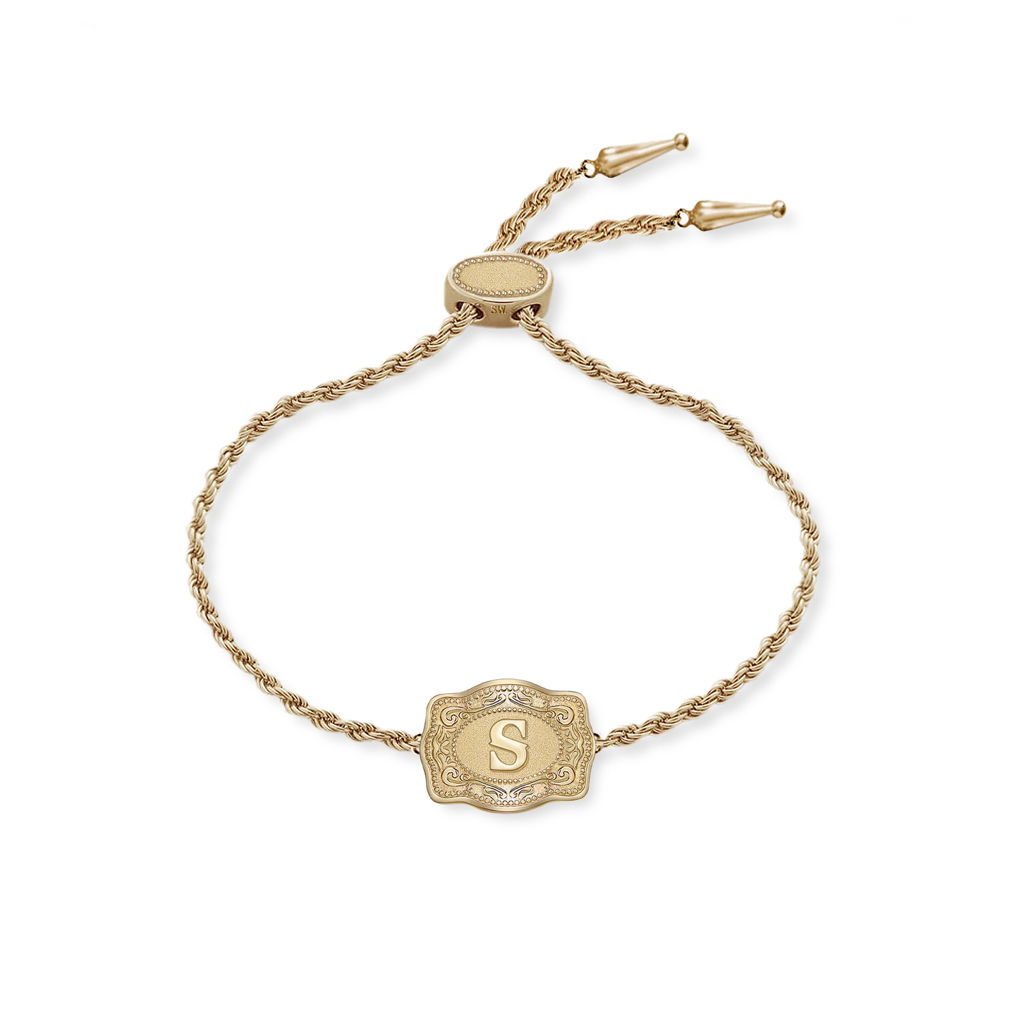 SpurWest Ultra Mini Belt Buckle Bracelet (Initial) - Gold