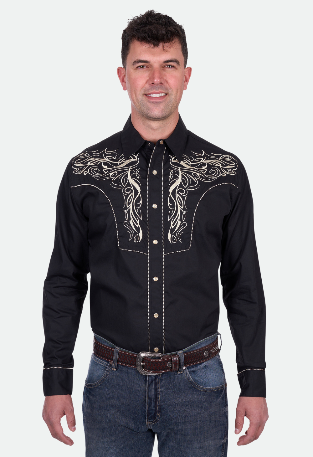 Wrangler Men's CARLOS EMB LS Shirt - Black