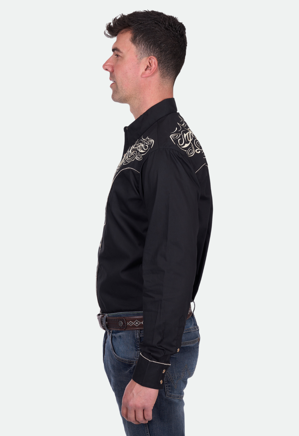 Wrangler Men's CARLOS EMB LS Shirt - Black