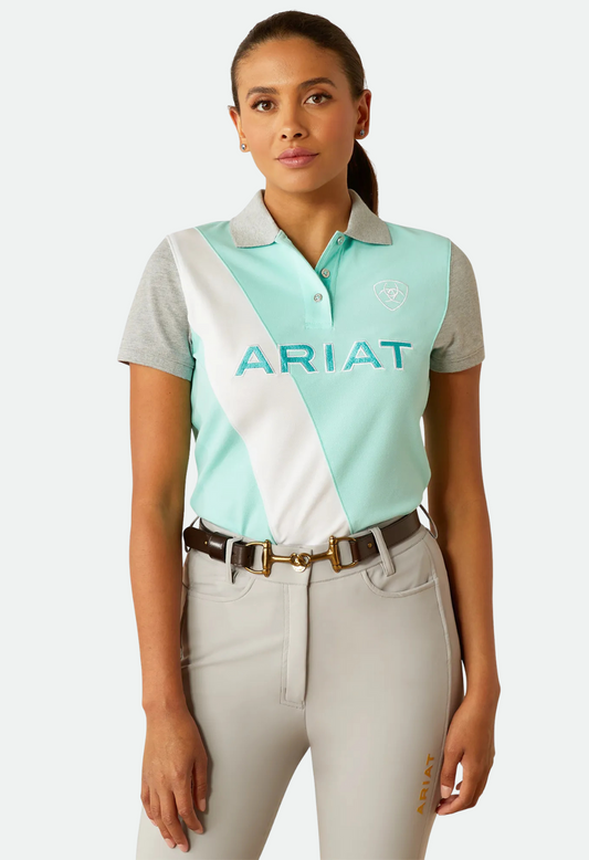 Ariat Taryn Polo in Beach Glass/Electric Green