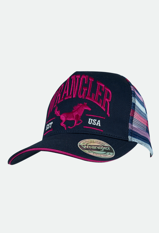 Wrangler ELIZA HP PONYTAIL TRUCKER Cap - Navy/Pink