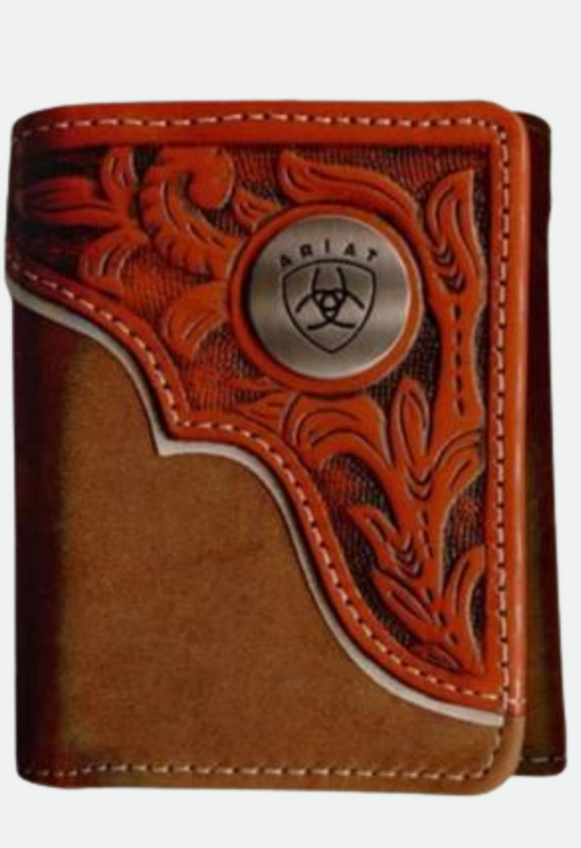 Ariat Tri-Fold Wallet - Tooled Overlay