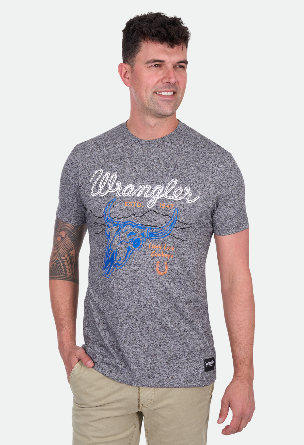 Wrangler MENS DARREN SS Tee - Charcoal/Marle