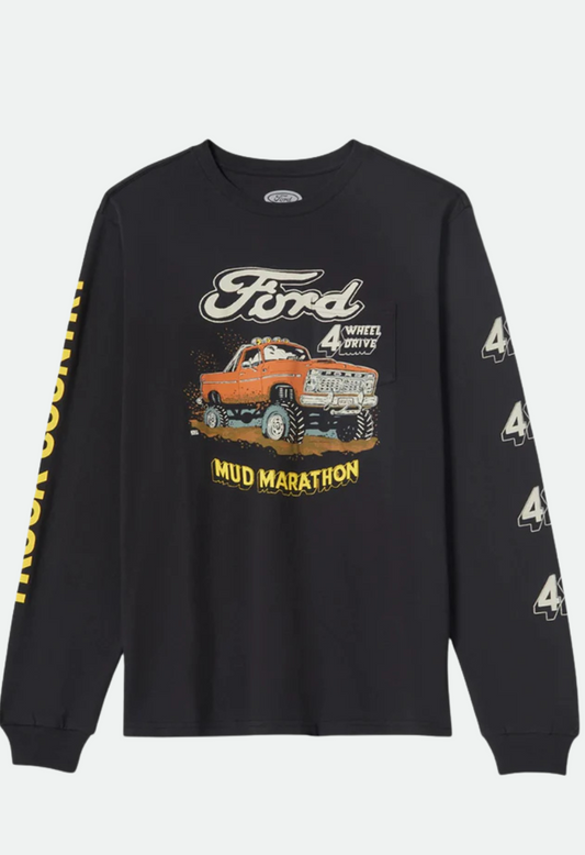 Brixton x Ford Mud Marathon L/S Tee - Burnt Rubber