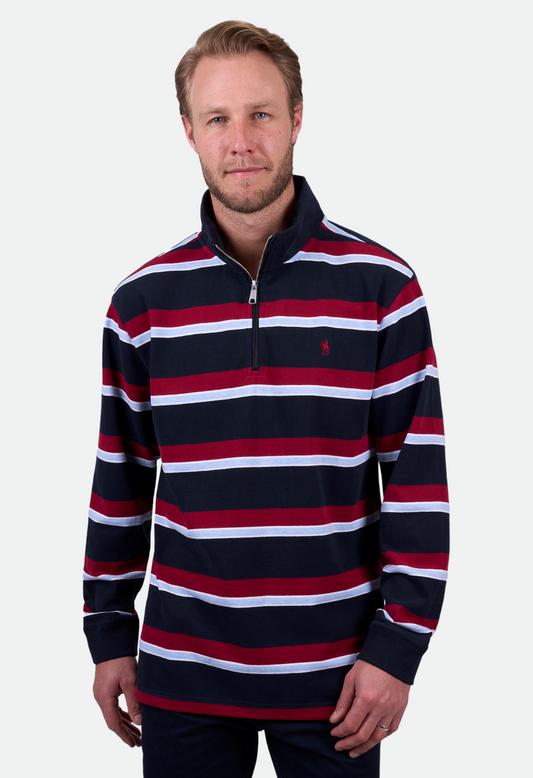 Thomas Cook Men's RICK 1/4 ZIP RUGBY - NAVY/RED