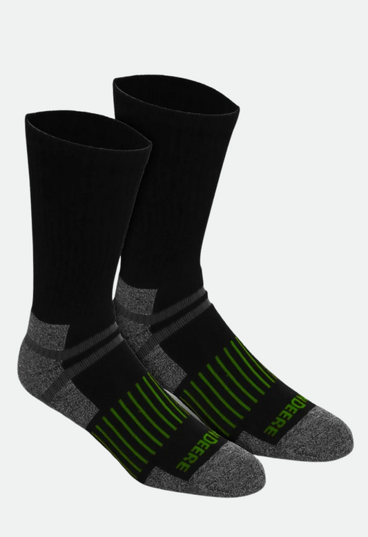 John Deere 3PK of Black & Grey Crew Work Socks Men's 8-12