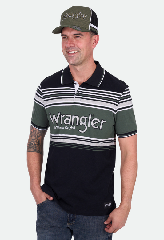 Wrangler Men's CHRIS SS Polo - Black/Cypress