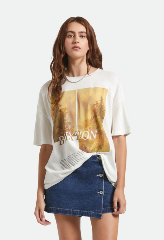 Brixton Rocky Mountain Oversized BF Tee Womens in Off White