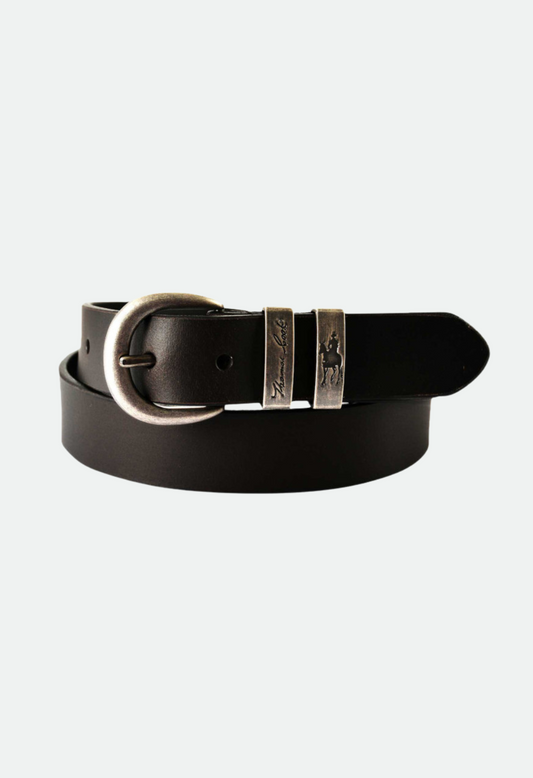 THOMAS COOK NARROW SILVER TWIN KEEPER BELT (BLACK)