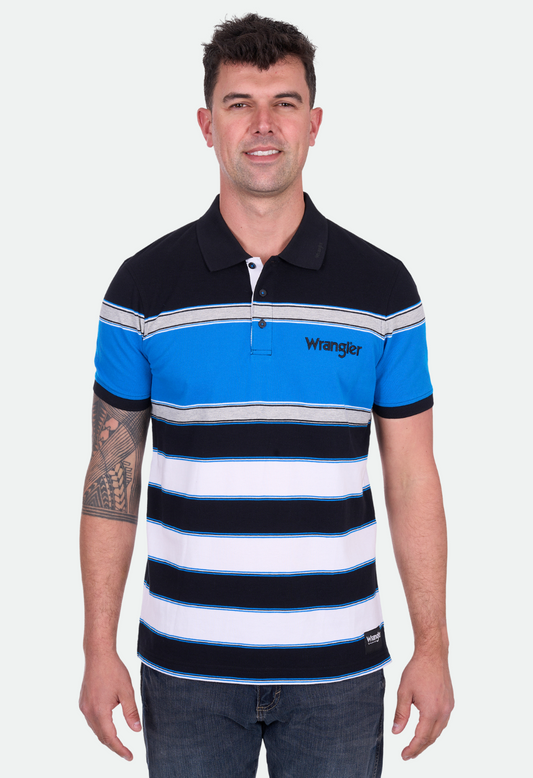 Wrangler Men's LAWRIE SS Polo - Black/Royal