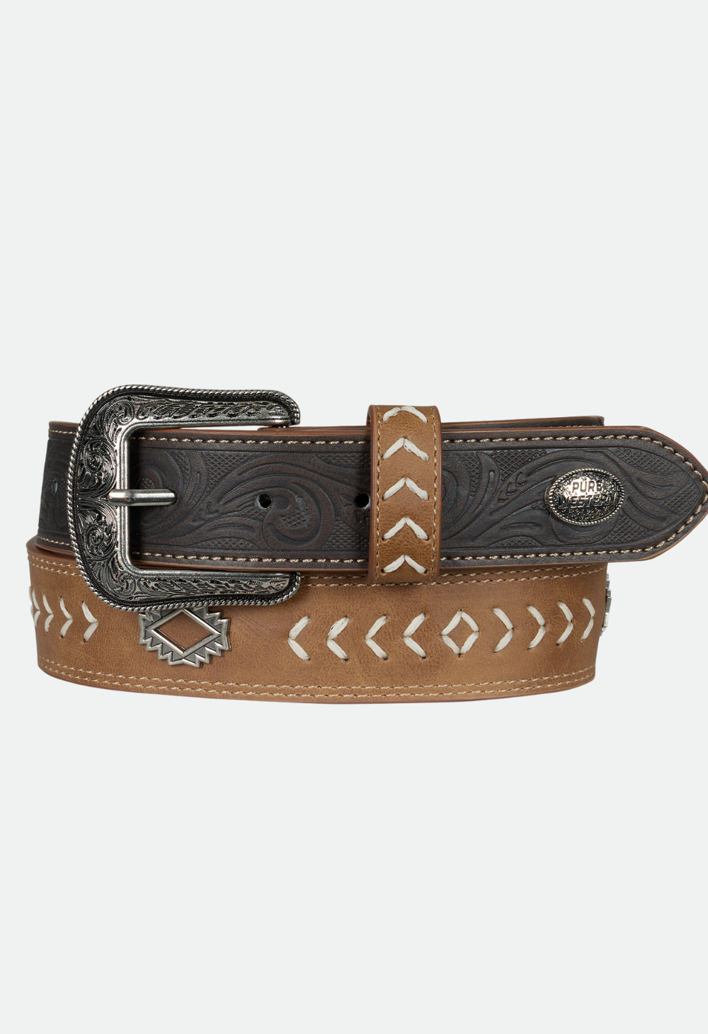 Pure Western Terrence Belt - Tan/Chocolate