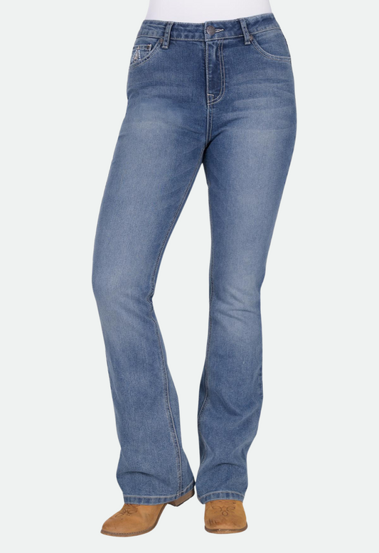 Pure Western Women's Pam Hi Rise BCut Jean 32L - Summer Sky