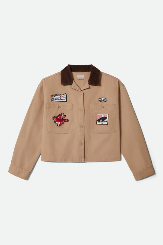 Brixton Women's Utopia Patchwork Overshirt - Washed Timeless Taupe