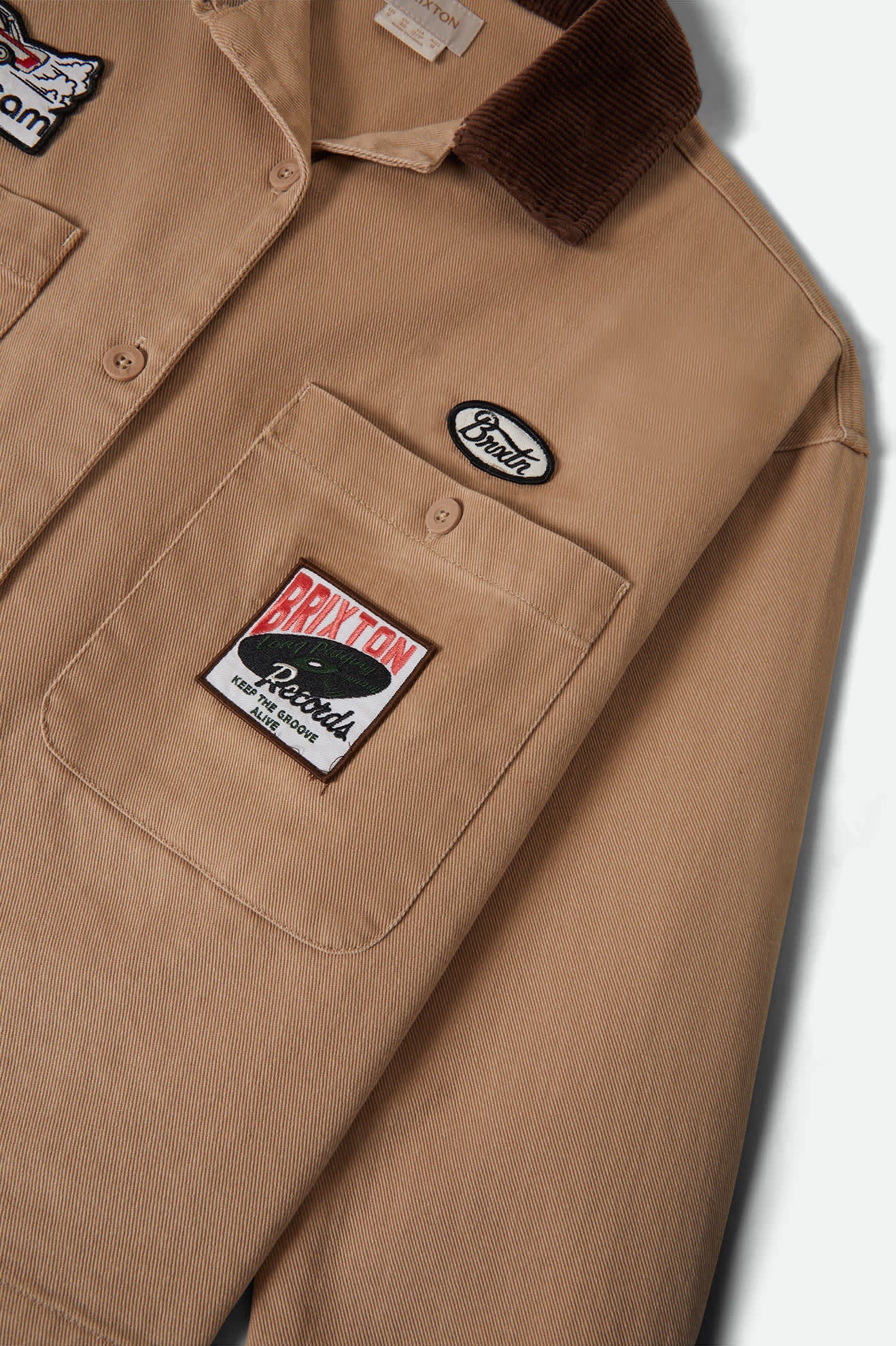 Brixton Women's Utopia Patchwork Overshirt - Washed Timeless Taupe