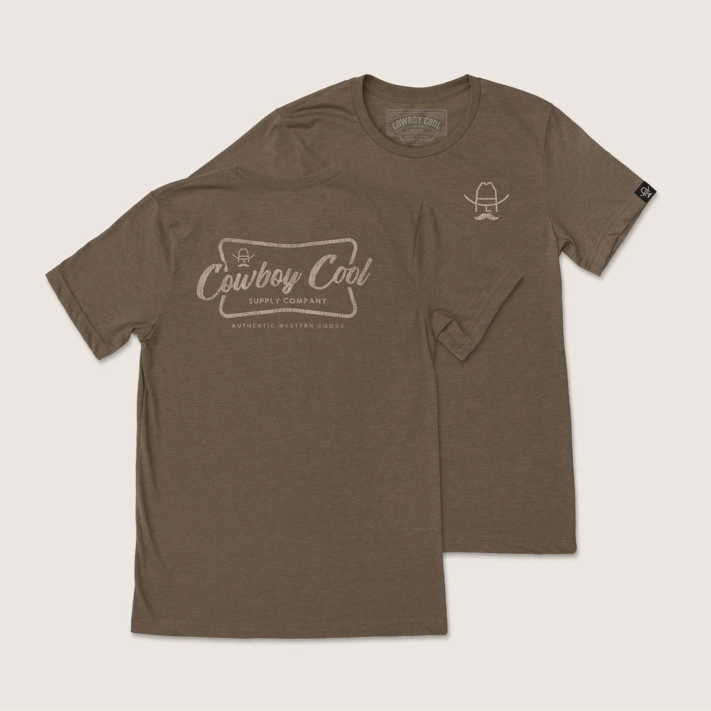 Cowboy Cool Mens Vintage Beer T-Shirt - Brown