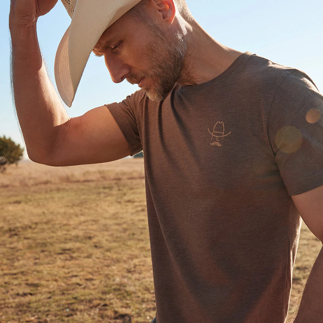 Cowboy Cool Mens Vintage Beer T-Shirt - Brown