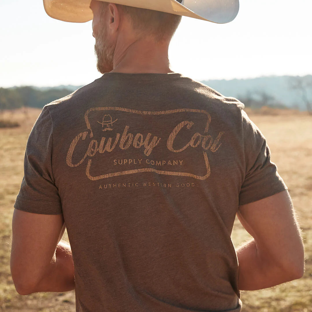 Cowboy Cool Mens Vintage Beer T-Shirt - Brown
