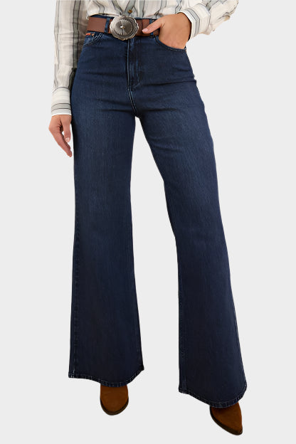 Ringers Western Womens Visalia Wide Leg Jean - Reg - Dark Wash Blue