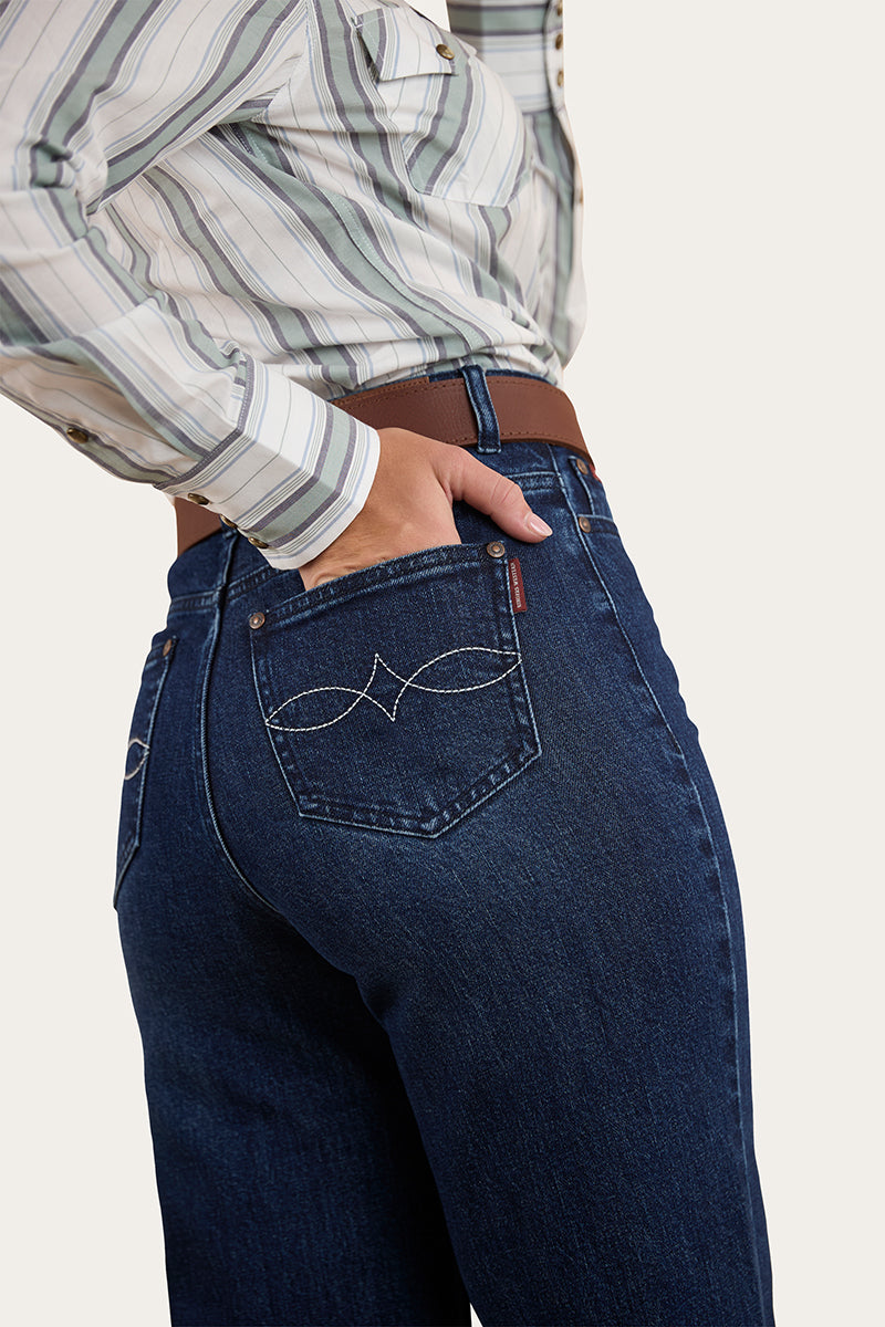 Ringers Western Womens Visalia Wide Leg Jean - Reg - Dark Wash Blue