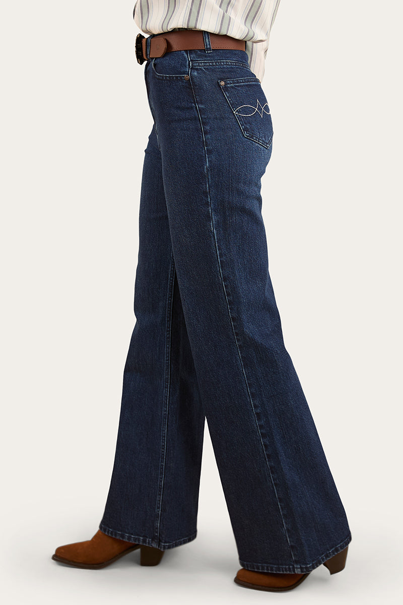 Ringers Western Womens Visalia Wide Leg Jean - Reg - Dark Wash Blue
