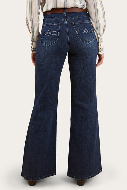 Ringers Western Womens Visalia Wide Leg Jean - Reg - Dark Wash Blue