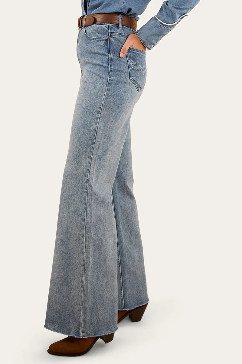 Ringers Western Womens Visalia Rose Wide Leg Jean - Light Wash Blue